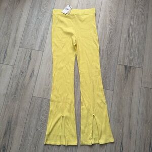 Mango Yellow Ribbed Flared Pants size L